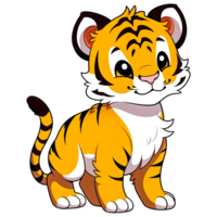 Cute Chibi Tiger Clipart AI Generative png