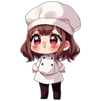 schattig chibi meisje chef ai generatief png