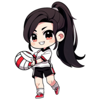 Cute Chibi Girl Volleyball Player AI Generative png