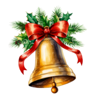 Watercolor Christmas Bell AI Generative png