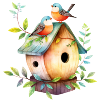 acquerello birdhouse clipart ai generativo png