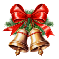 Watercolor Christmas Bell AI Generative png