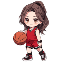 Cute Chibi Girl Basketball Player AI Generative png