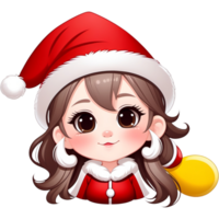 mignonne fille Père Noël claus costume. ai génératif png