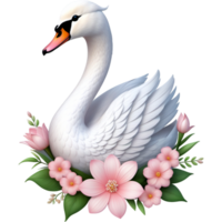 Cute little princess swan with flower. AI Generative png