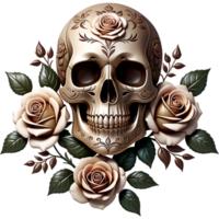 cráneo y rosas. ai generativo png