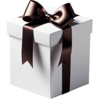 White gift box with ribbon. AI Generative png