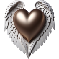 corazón con ángel alas. ai generativo png