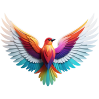 Abstract 3d gradient bird wing logo. AI Generative png