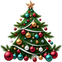 Realistic christmas tree with decorations. AI Generative png