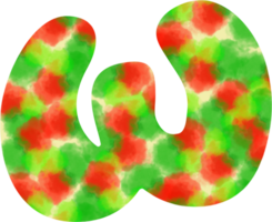 english letters W of watercolor dots Festive red and green watercolor dots create a Christmas atmosphere png