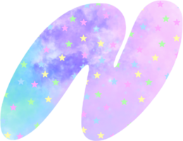 english letters N watercolor Festive pink blue watercolor dots create a unicon dream atmosphere png