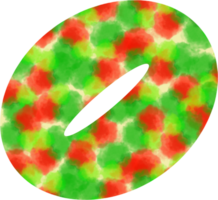 Anglais des lettres o de aquarelle points de fête rouge et vert aquarelle points créer une Noël atmosphère png