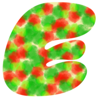 english letters E of watercolor dots Festive red and green watercolor dots create a Christmas atmosphere png