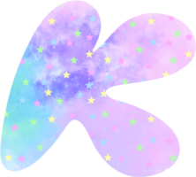 english letters K watercolor Festive pink blue watercolor dots create a unicon dream atmosphere png