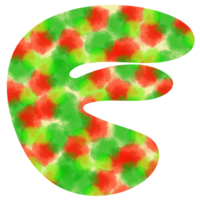 english letters F of watercolor dots Festive red and green watercolor dots create a Christmas atmosphere png