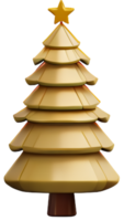pijnboom boom voor Kerstmis gouden 3d ai gegenereerd png