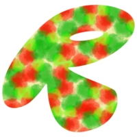 english letters R of watercolor dots Festive red and green watercolor dots create a Christmas atmosphere png