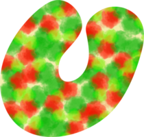 english letters U  of watercolor dots Festive red and green watercolor dots create a Christmas atmosphere png