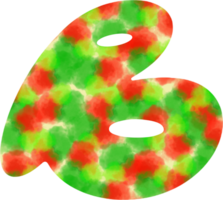 english letters B  of watercolor dots Festive red and green watercolor dots create a Christmas atmosphere png