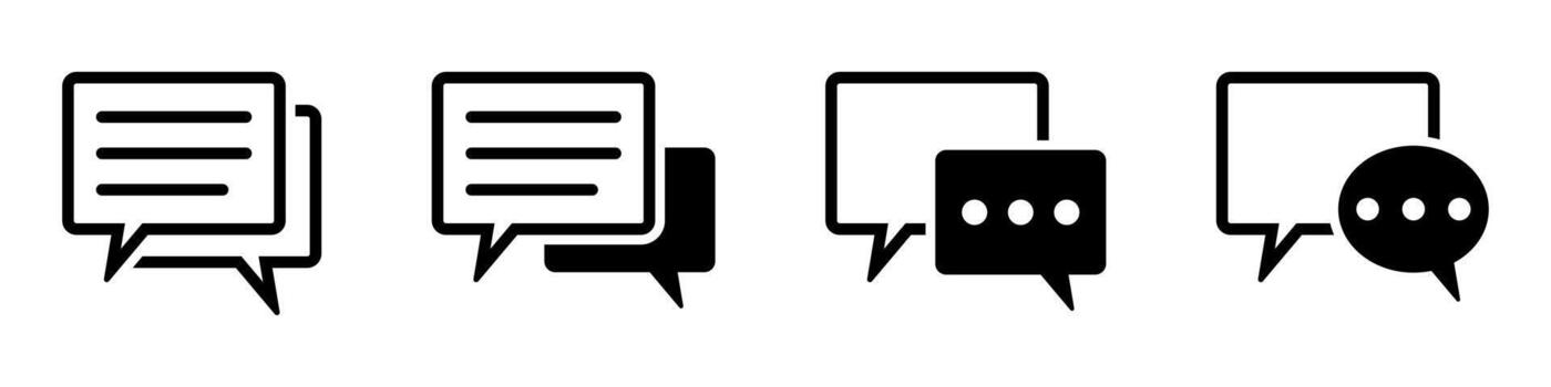 Chat icons vector isolated element. Set of talk bubble speech signs. Blank bubbles vector icons. Message vector icons.