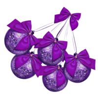 a bunch of purple shiny Christmas balls with bows png