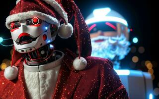 Robo-Santa Bringing Techno-Cheer to Christmas ai generated photo