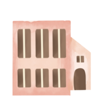 cute decorative simple houses, childrens illustration in watercolor png