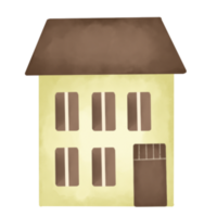 cute decorative simple houses, childrens illustration in watercolor png