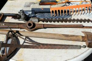 Old and antique items are sold at a flea market in Israel. photo