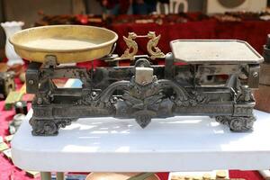 Old and antique items are sold at a flea market in Israel. photo