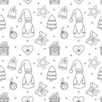 Seamless Christmas pattern. Vector illustration in doodle style