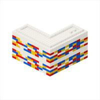 Urban planning, corner building made of plastic blocks. Vector