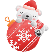 Natal bola com bebê animais. aguarela ilustração clipart para Projeto Natal elementos. png