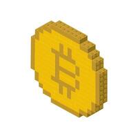Bitcoin coin in isometry. Vector clipart