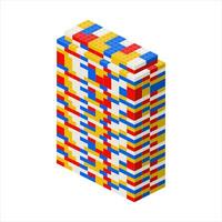 A wide building made of plastic blocks. Vector