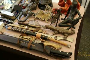 Old and antique items are sold at a flea market in Israel. photo