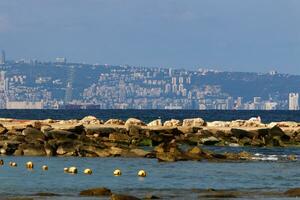 Haifa Israel 30.12. 2022. Haifa is a port city on the Mediterranean coast in northern Israel. photo