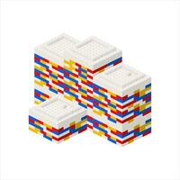 Shopping center building made of plastic blocks. Vector