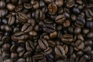 Brown Roasted Coffee Beans Closeup On, selective focus, soft focus. photo