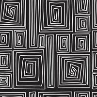 Seamless modern geometric pattern. White linear spirals rectangles on black background. Vector illustration.