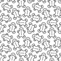 Gingerbread man cookies doodle Christmas seamless pattern for fabric, paper, decoration. vector