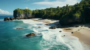 an aerial photograph with the camera pointing straight down at the Phi-phi beach. AI Generative photo