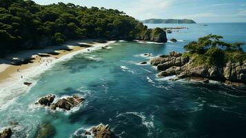an aerial photograph with the camera pointing straight down at the Phi-phi beach. AI Generative photo
