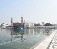 View of details of architecture inside Golden Temple Harmandir Sahib in Amritsar, Punjab, India, Famous indian sikh landmark, Golden Temple, the main sanctuary of Sikhs in Amritsar, India photo