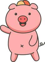 Cute pig. Vector illustration in cartoon style on white background.