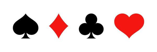 jugando tarjeta símbolo traje. póker corazón as pala, diamante casino tarjeta símbolo. vector icono.