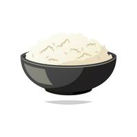 Bowl of rice vector isolated on white background.