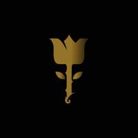 gold rose logo design. king face with gold rose crown vector