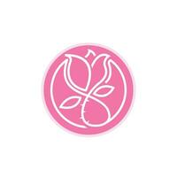 line art rose flower logo with pink round vector